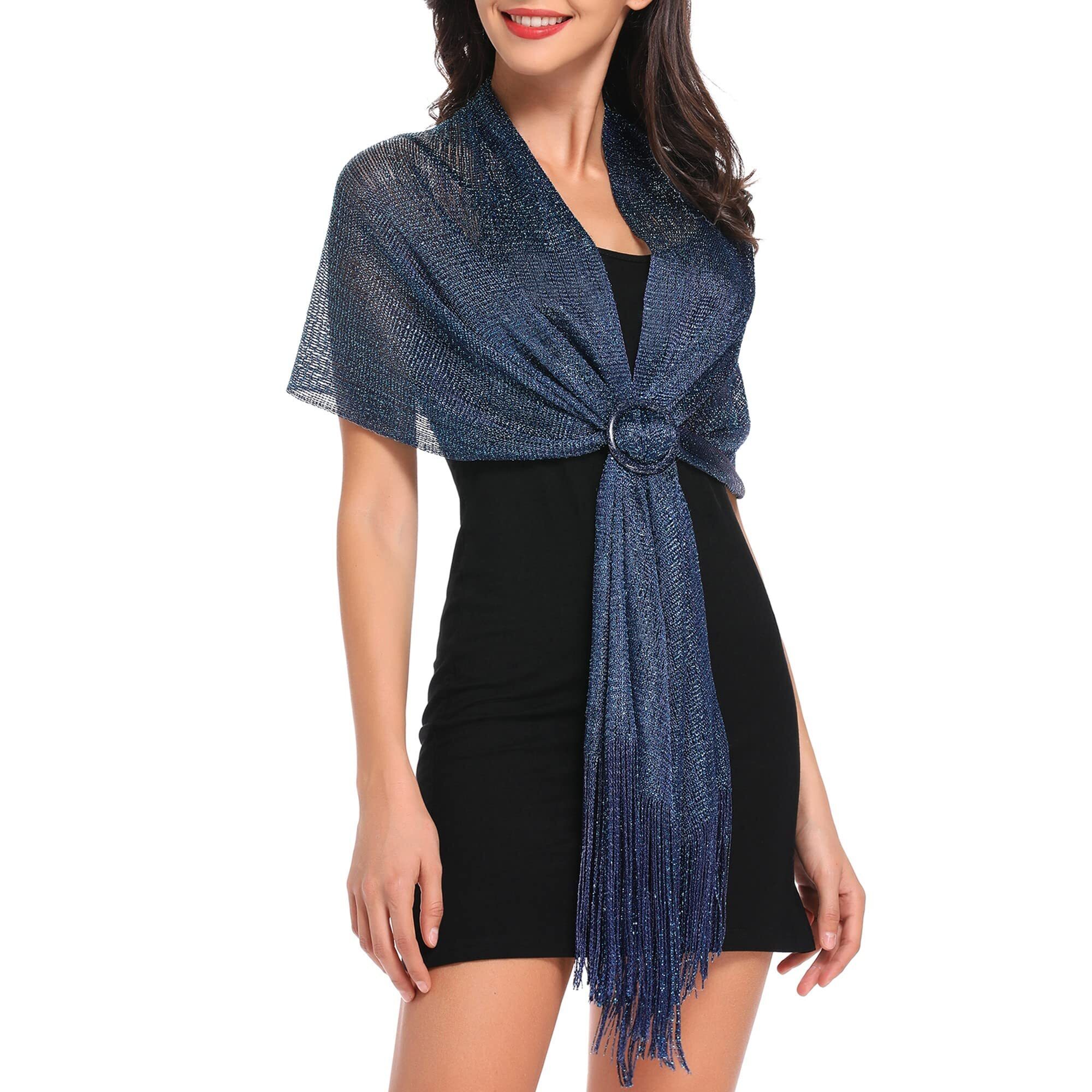 7578 Navy Blue Evening Shawls And Wraps Sparkling Wraps